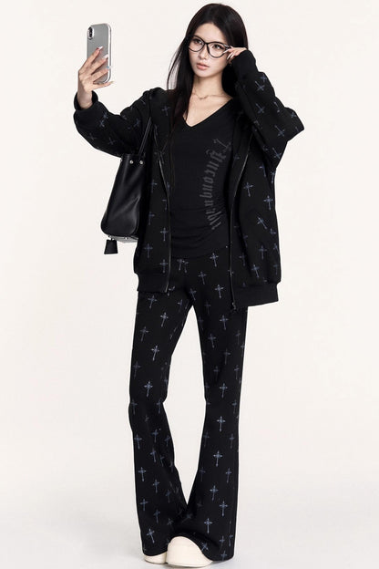 Hot Girl Hooded Sweatshirt Jacket Set-Up