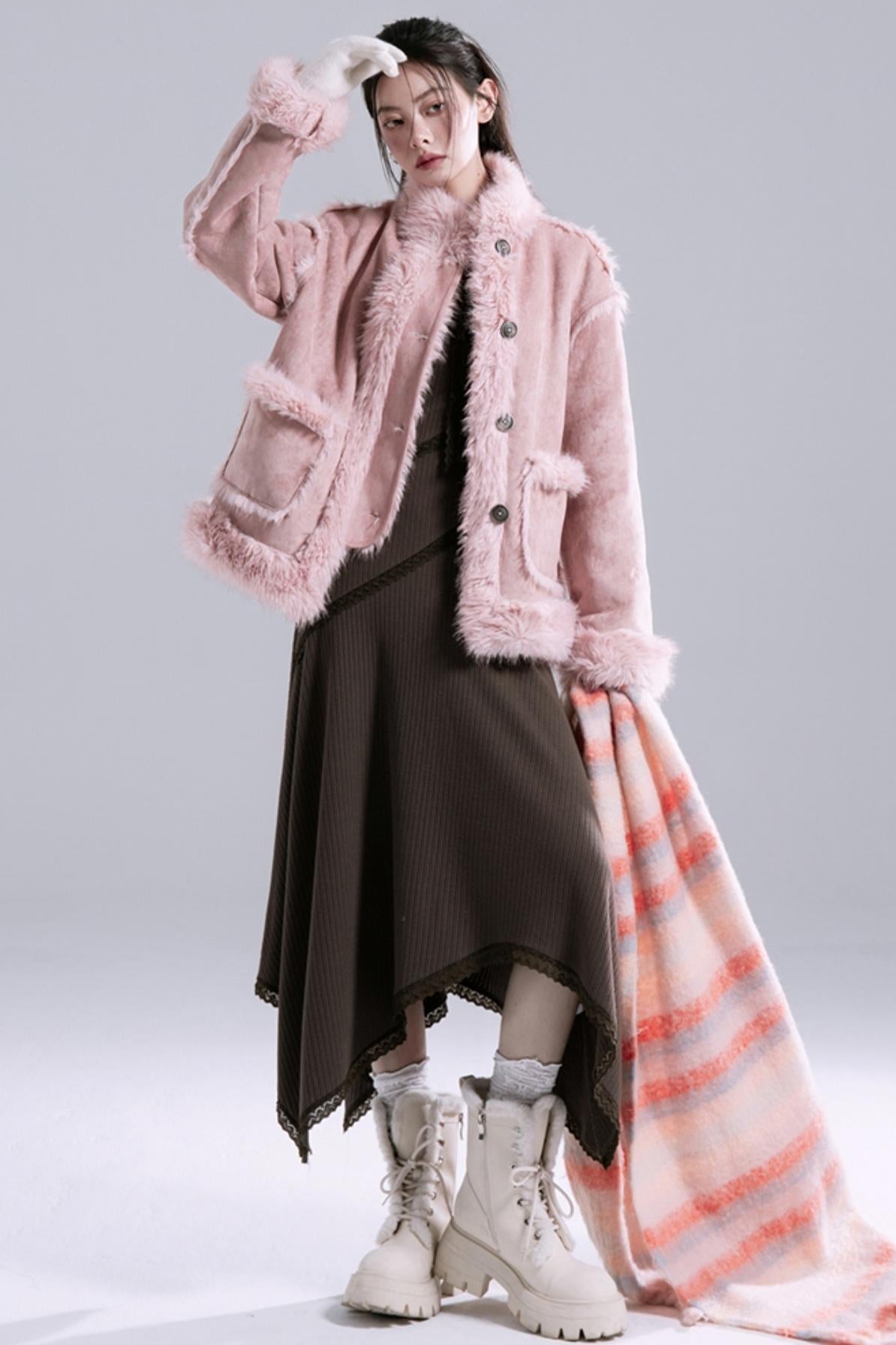 Frost Gray Reversible Fur Jacket