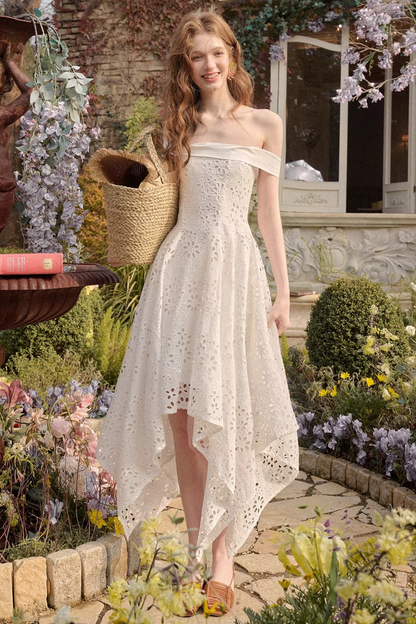Elegantes asymmetrisches Baumwollkleid