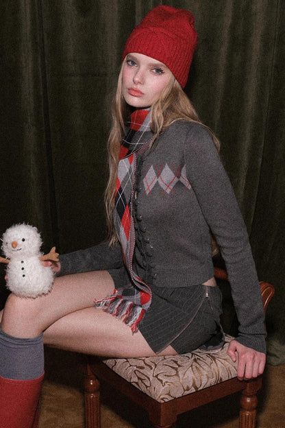 Slim-Fit Quilted Knit Sweater Set