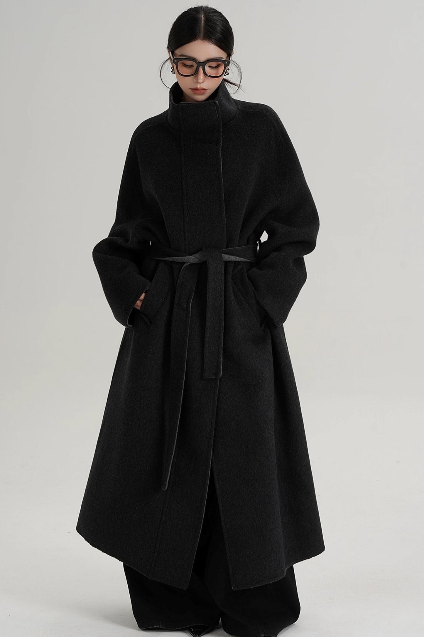 Casual Double-Sided High Neck Wool Coat