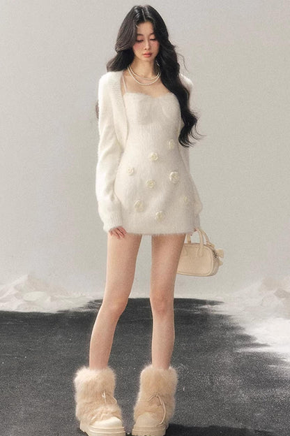 Three-Dimensional Floral Winter Dress