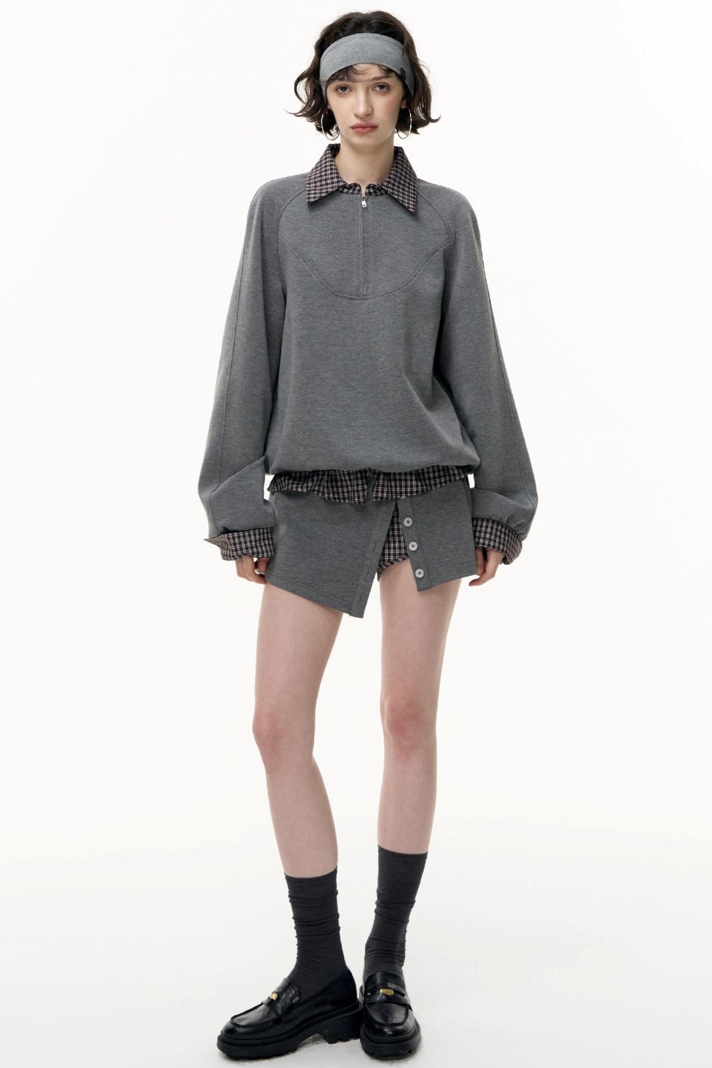 Patchwork Pullover Sweatshirt Set-Up