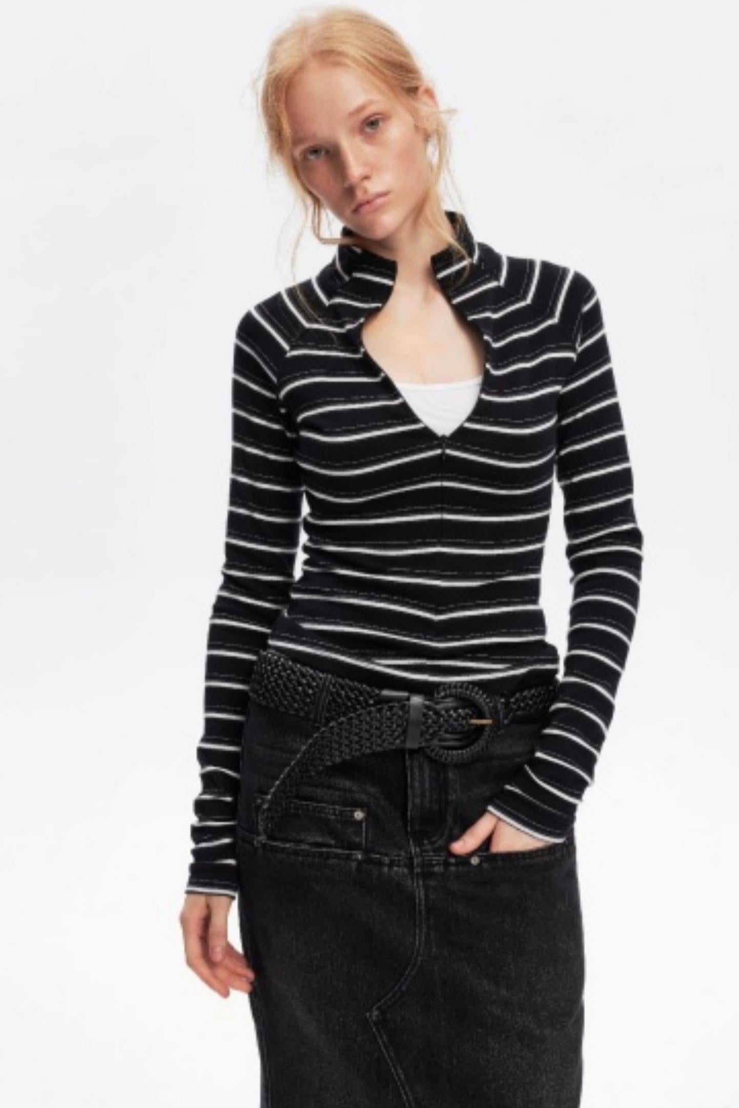 Vintage Striped Slim Knit Top