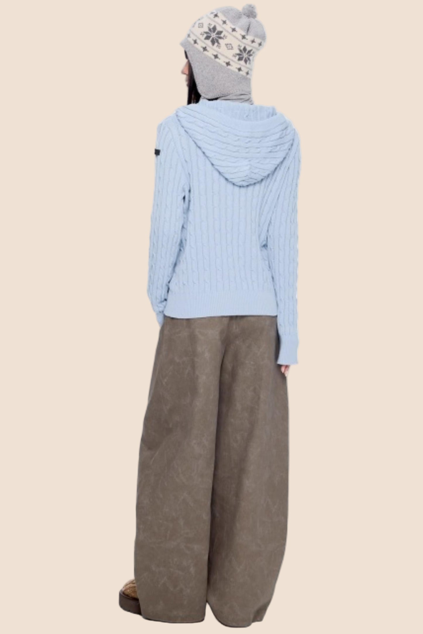 Furball Twisted Knit Hooded Cardigan