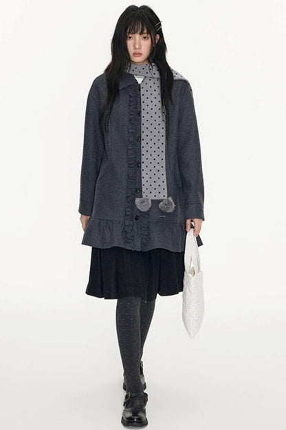 Polka Dot Wool Knit Scarf