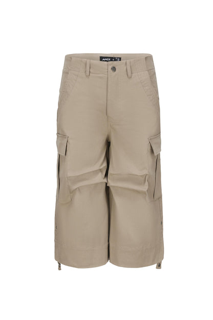 Khaki Wide-Leg Work Pants