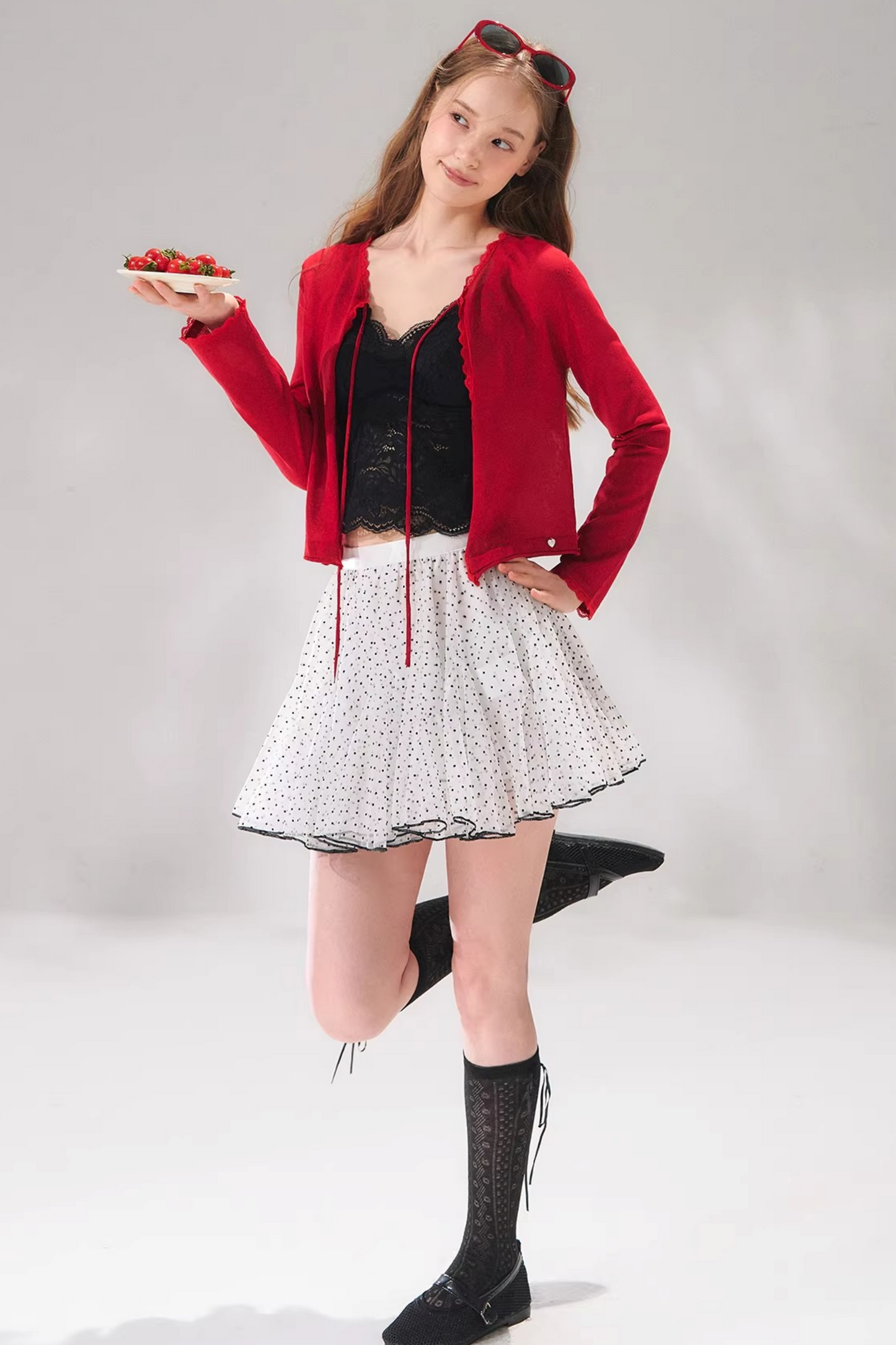 Velvet Polka Dot Skirt Set-Up