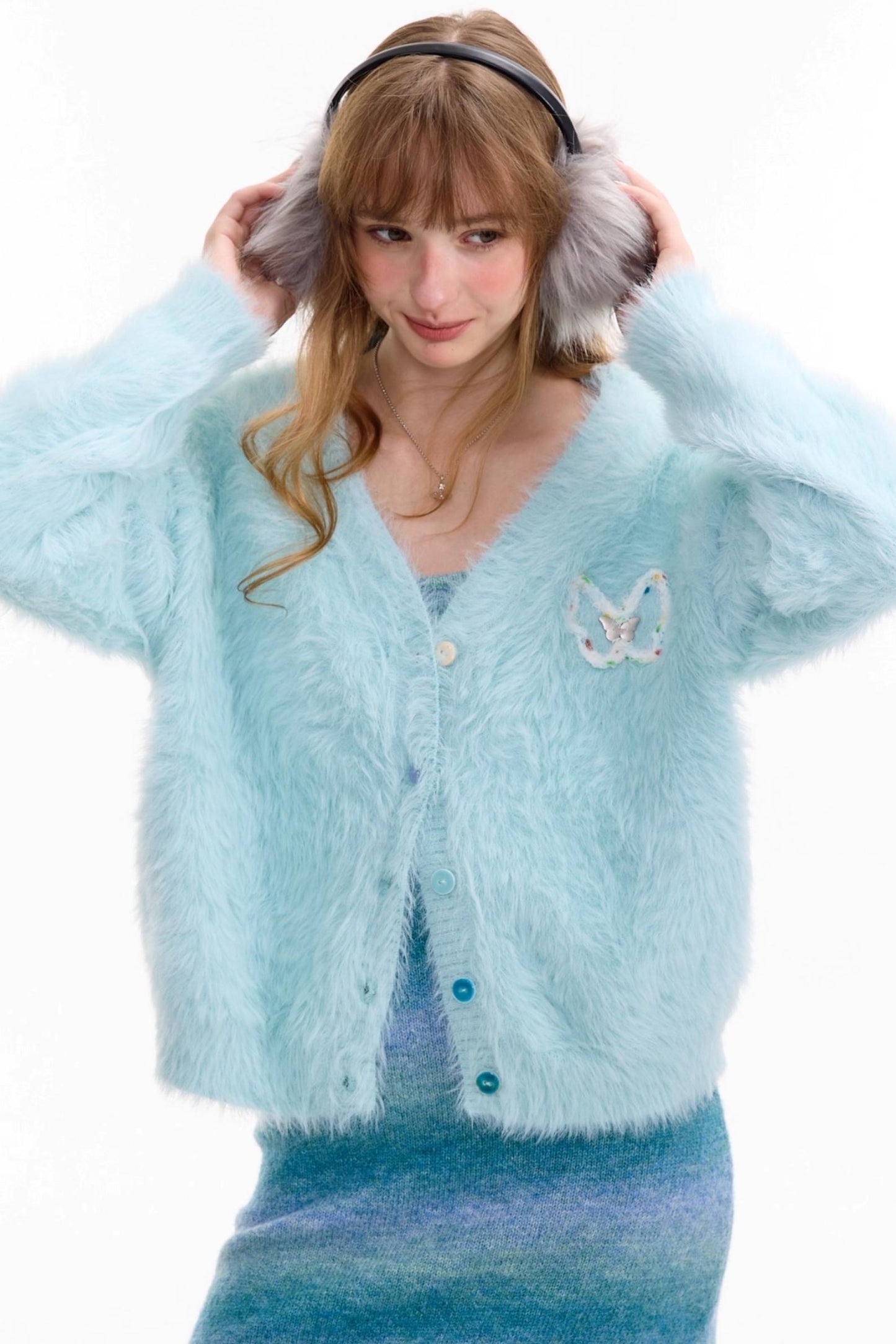 Lazy Butterfly Plush Cardigan