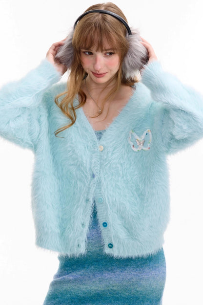 Lazy Butterfly Plush Cardigan