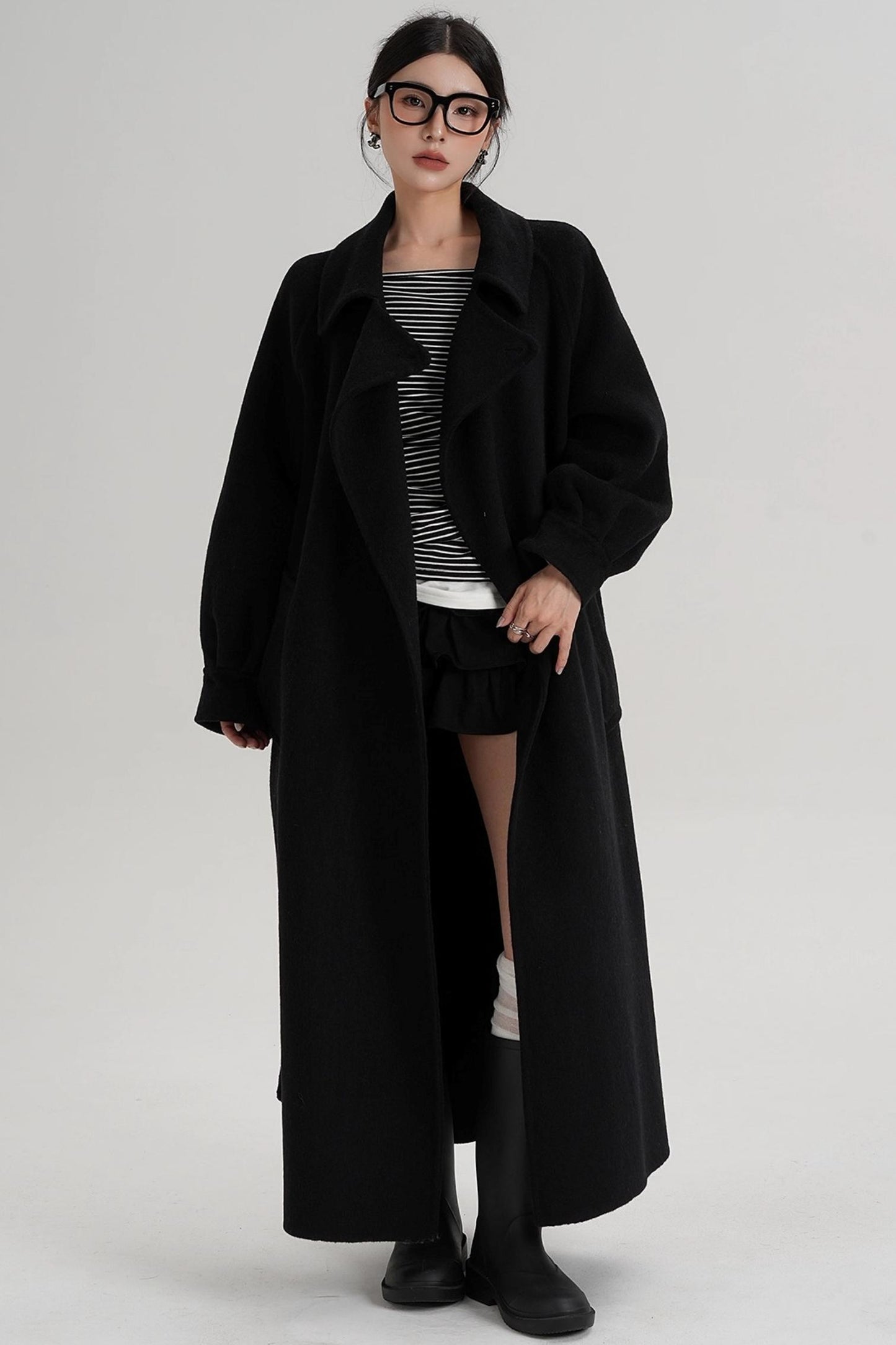 Temperament Back Slit Wool Coat