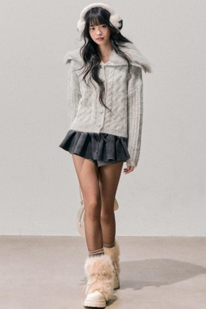Fox Fur Knit Cardigan