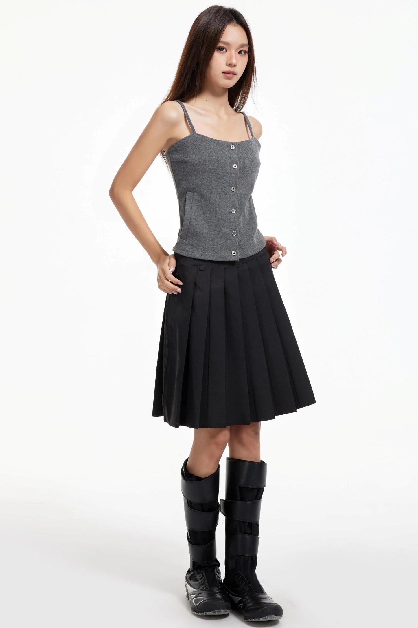 Pleated Mid-Length Skirt