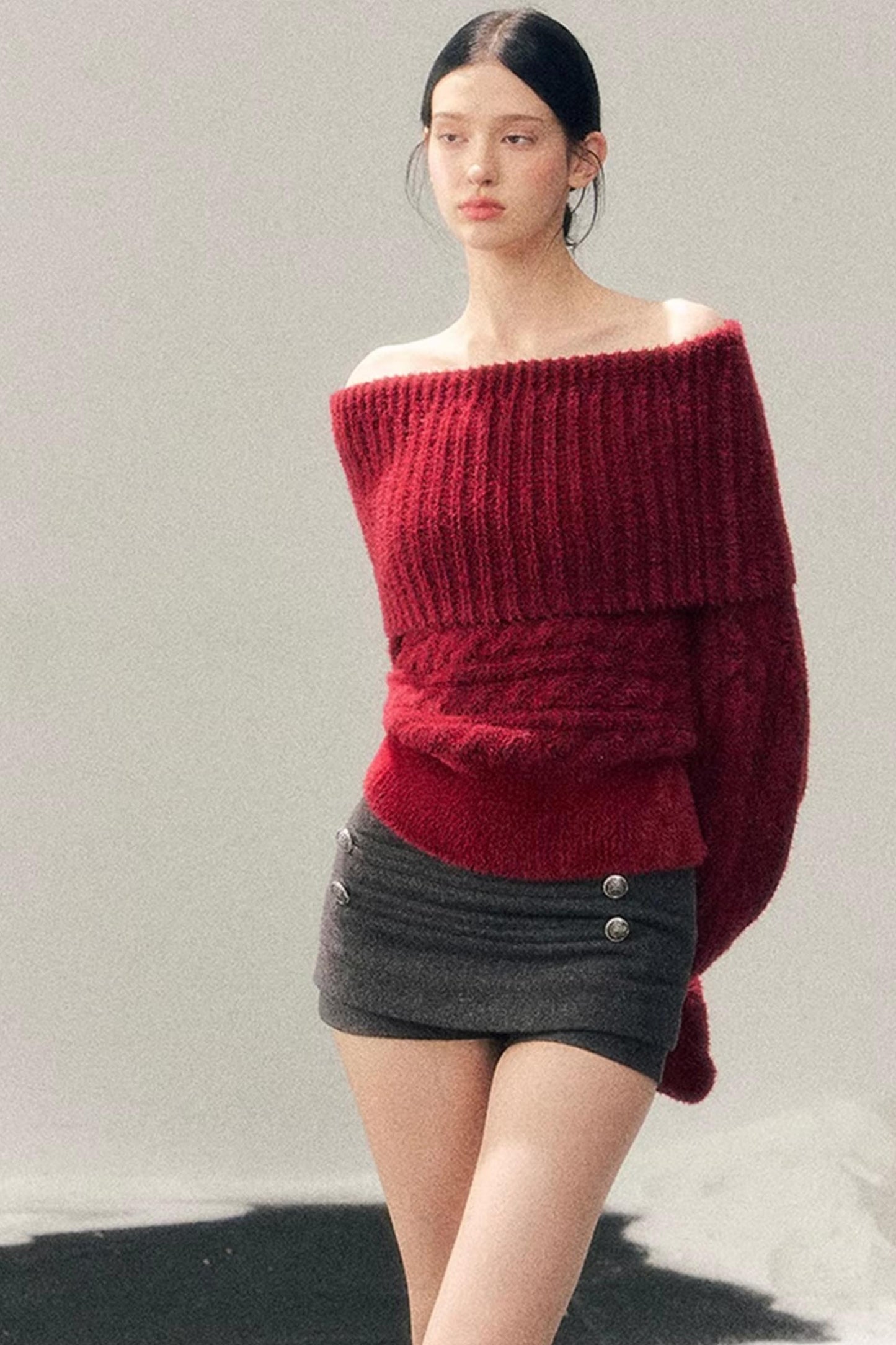 Woolen A-Line Skirt Pants