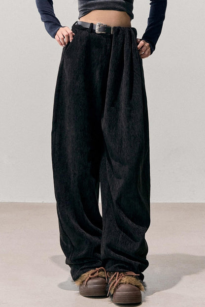 Fleece-Lined Wide-Leg Pants