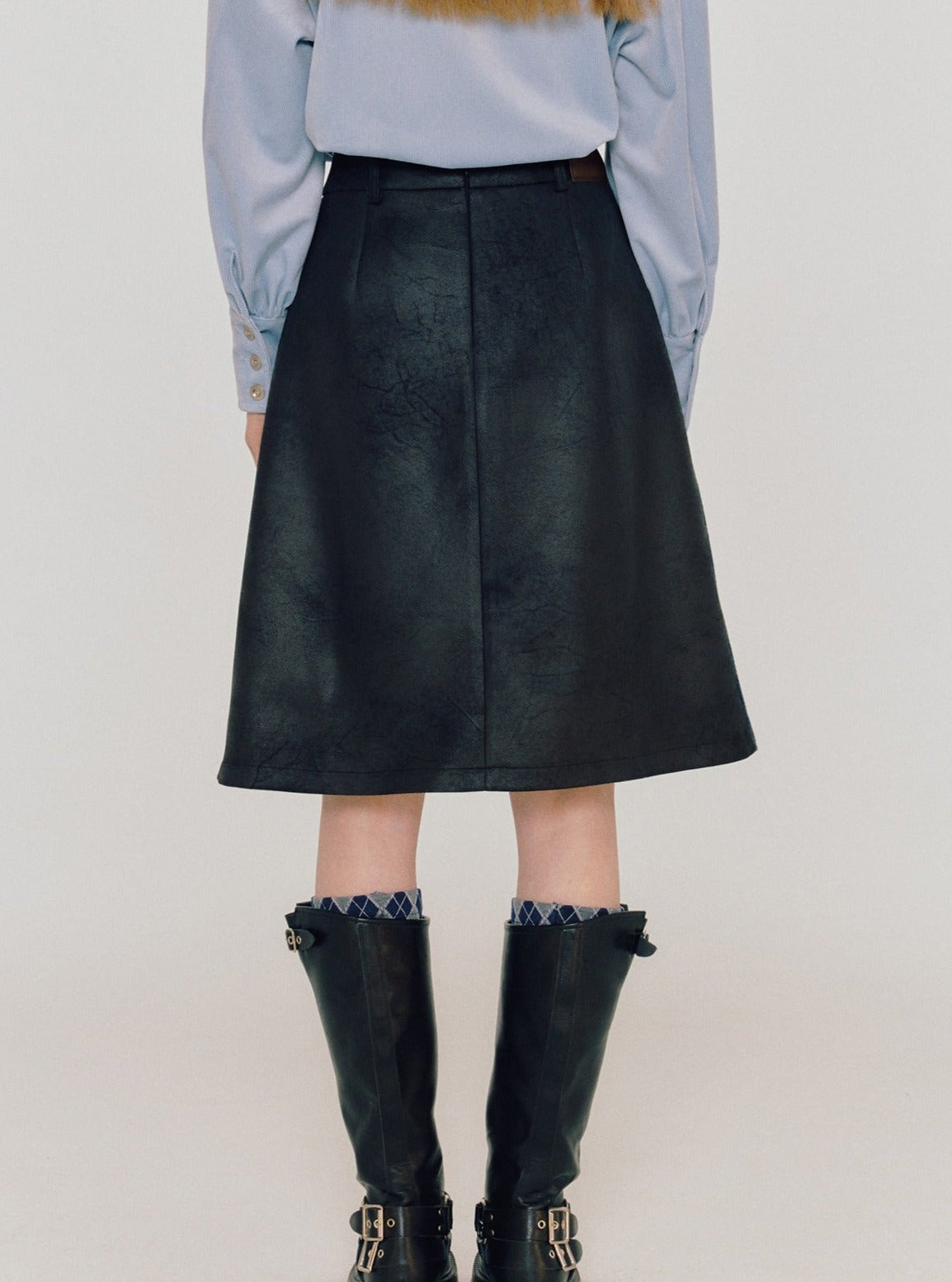 Black Contrast Mid Skirt