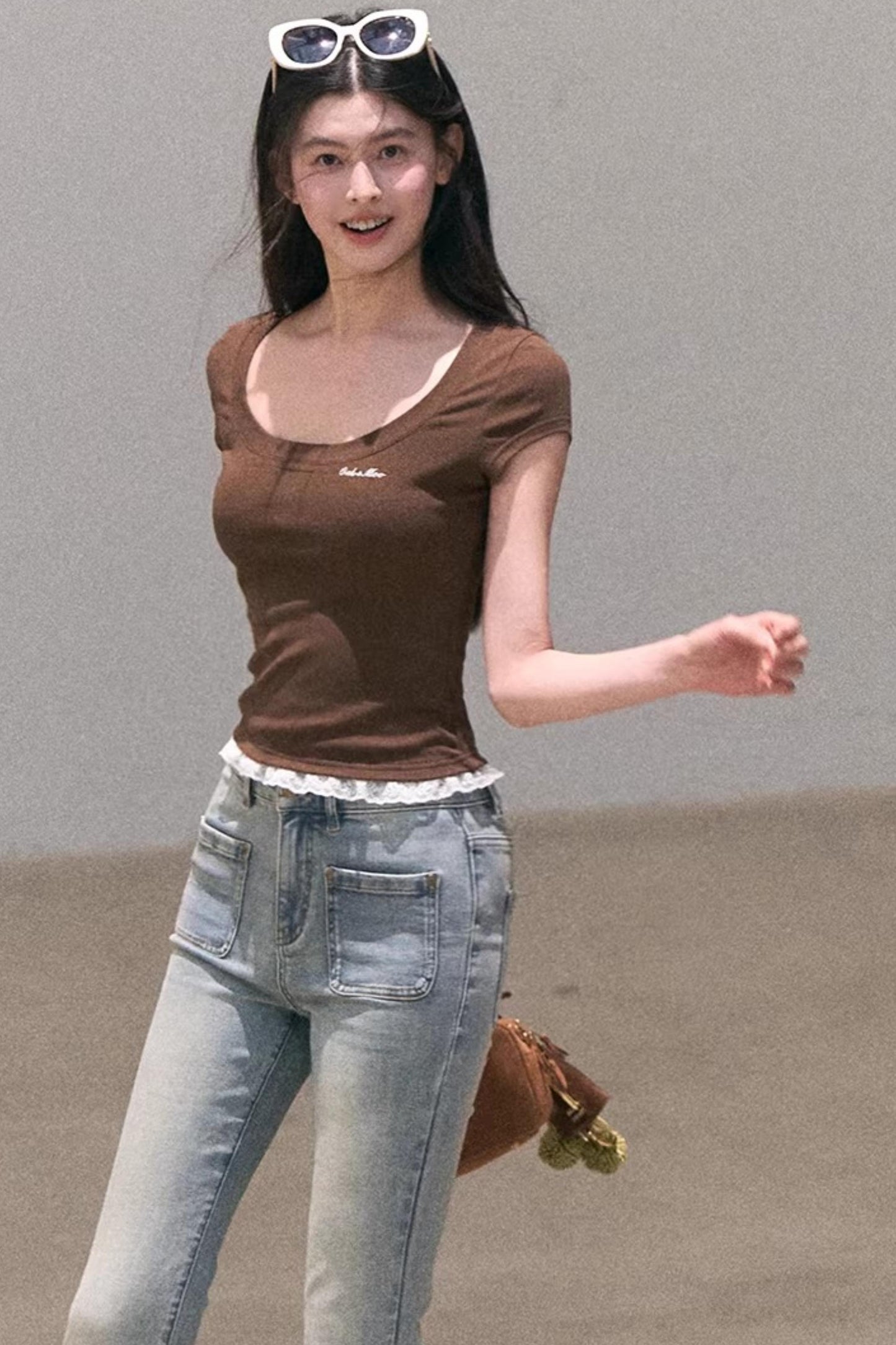 레이스 보헤미안 반팔 티셔츠