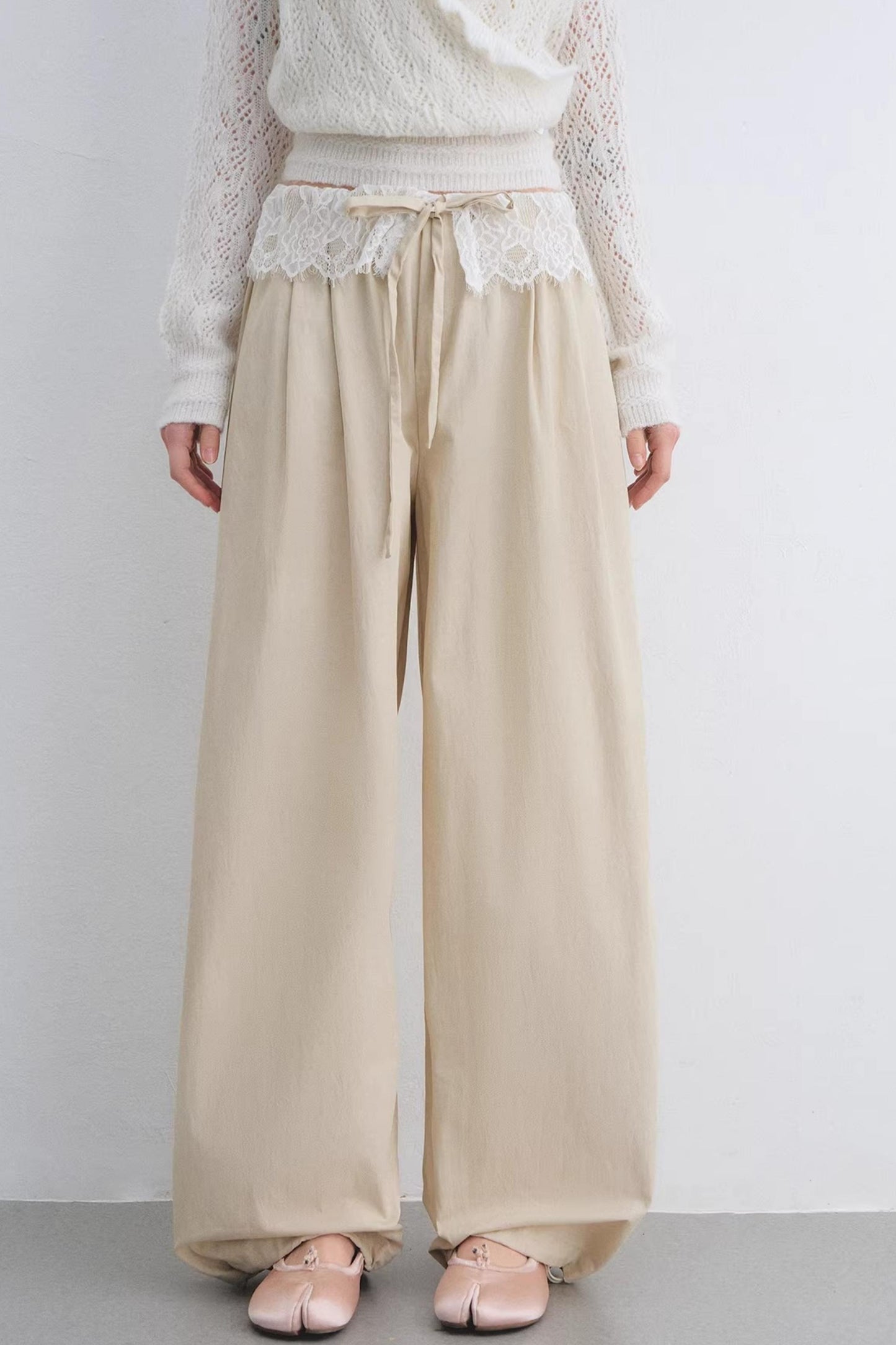 Lace Patchwork Wide-Leg Pants