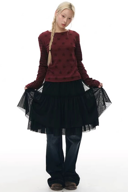 니트 패치워크 베스트 원피스