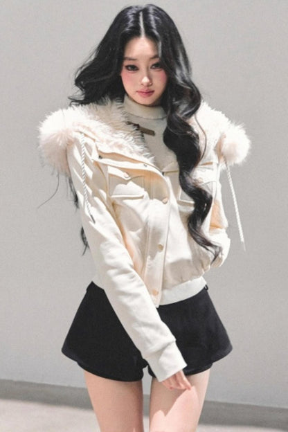 Winter Plush Hooded Coat