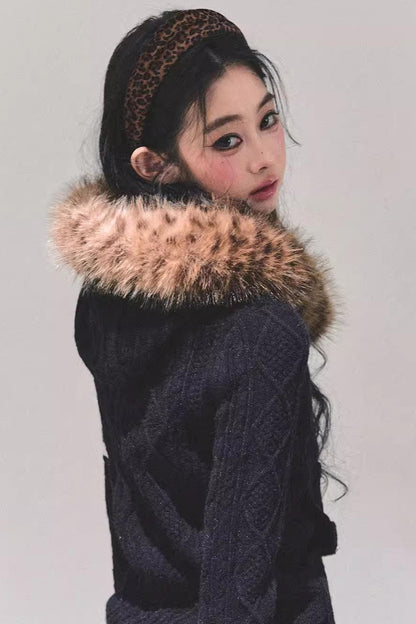 Hooded Cable Knit Sweater