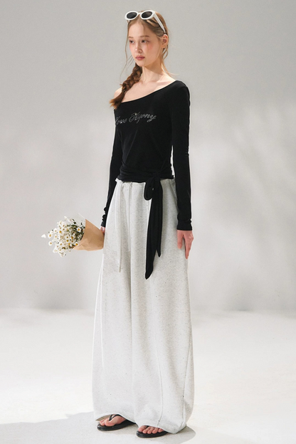 Rhinestone Embellished One-Shoulder Top