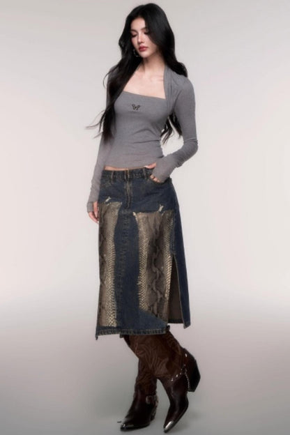 Slimming Fake Two Sleeve Knit Top