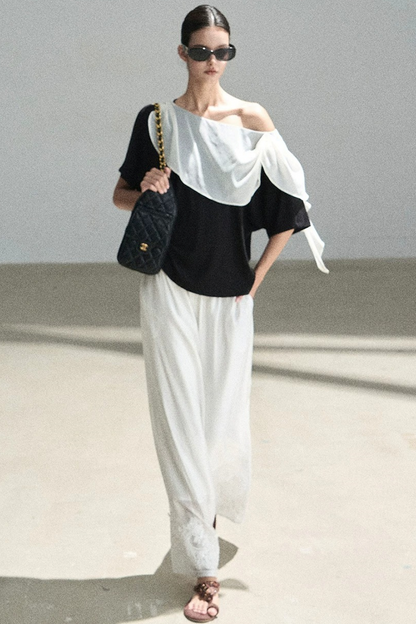 Black and White Off-Shoulder Top