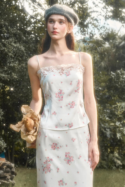 Comfortable Embroidery Top & Skirt Set-Up