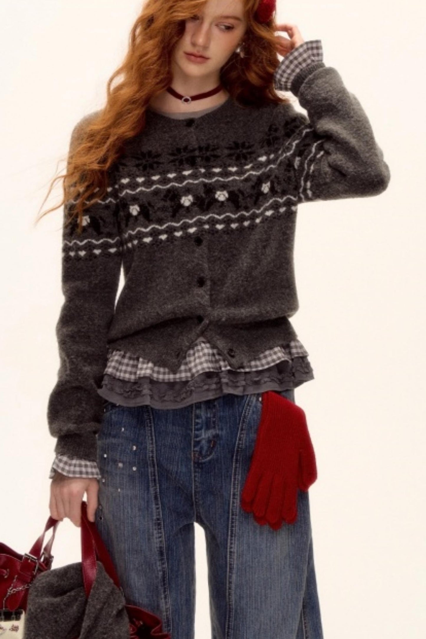 Fair Isle Wool Cardigan Set-Up