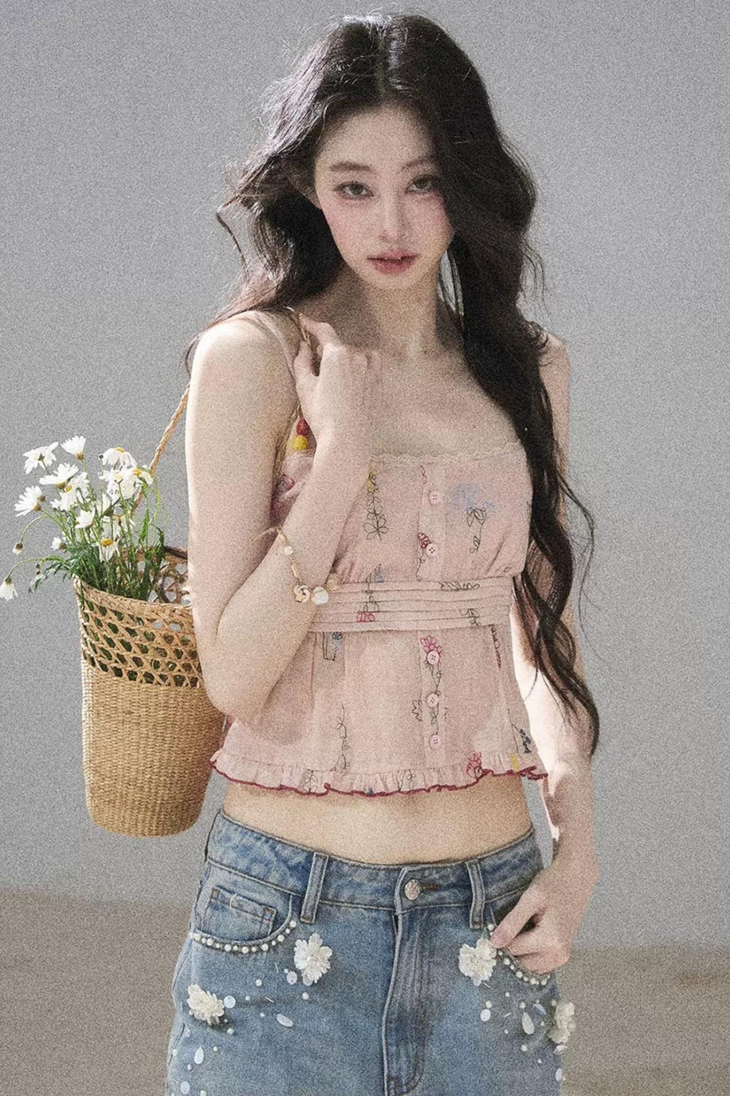 Lace Floral Ramie Top
