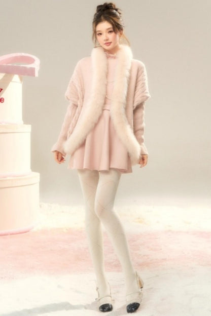 Lace High-Neck Knitted Dress