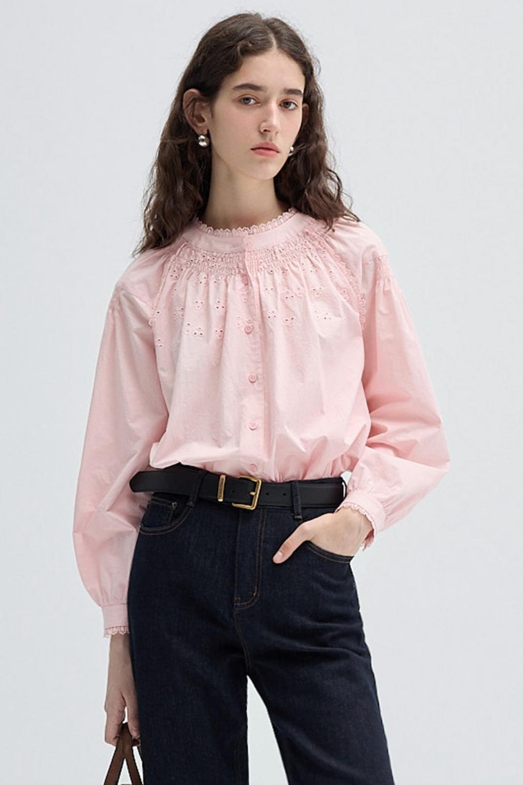 French Embroidered Cut-Out Lace Top