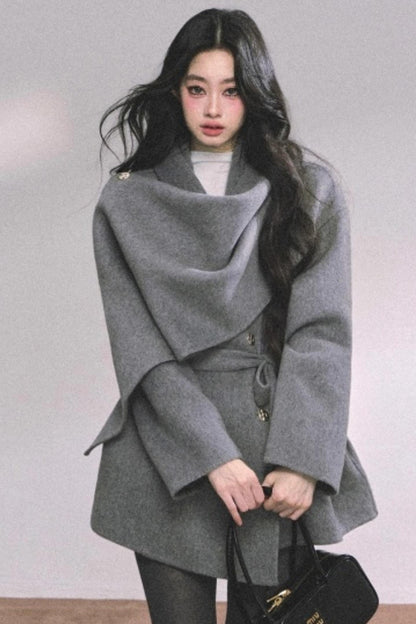 Winter Plaid Wool Coat