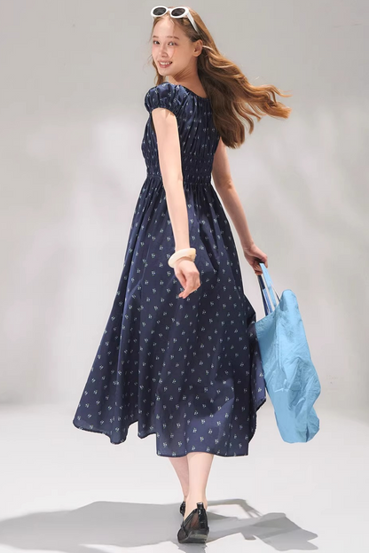 Floral Bow Long Dress