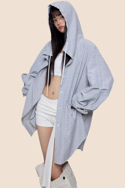 Plaid Hooded Casual Jacket