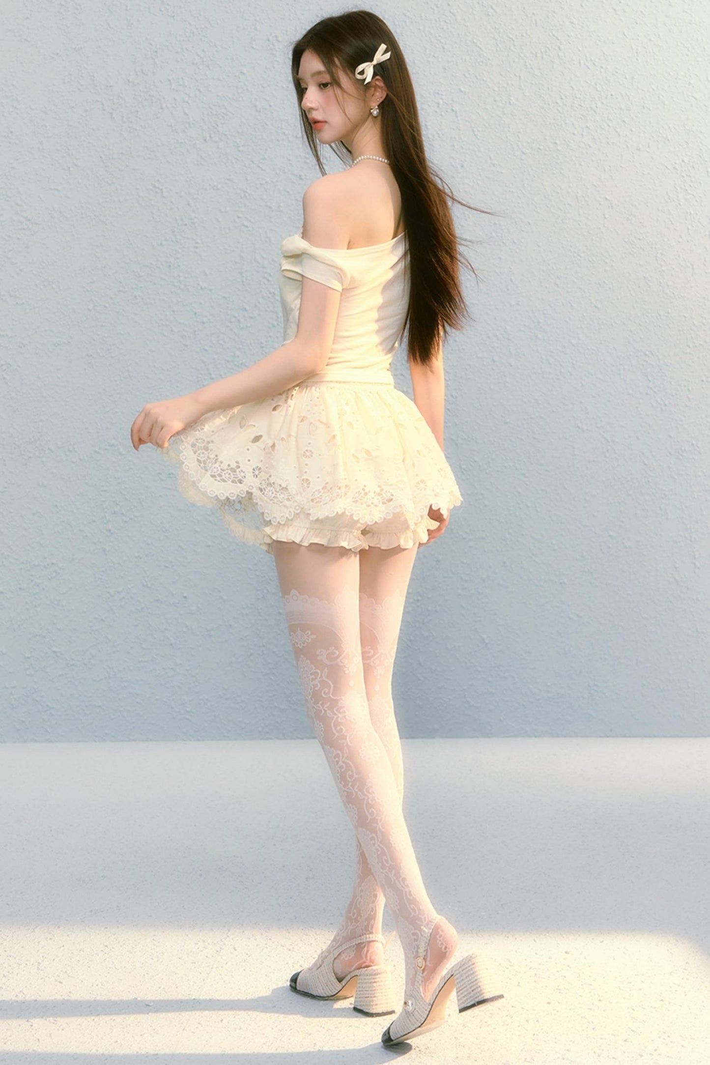 Summer Embroidered Lace Bloomer Skirt