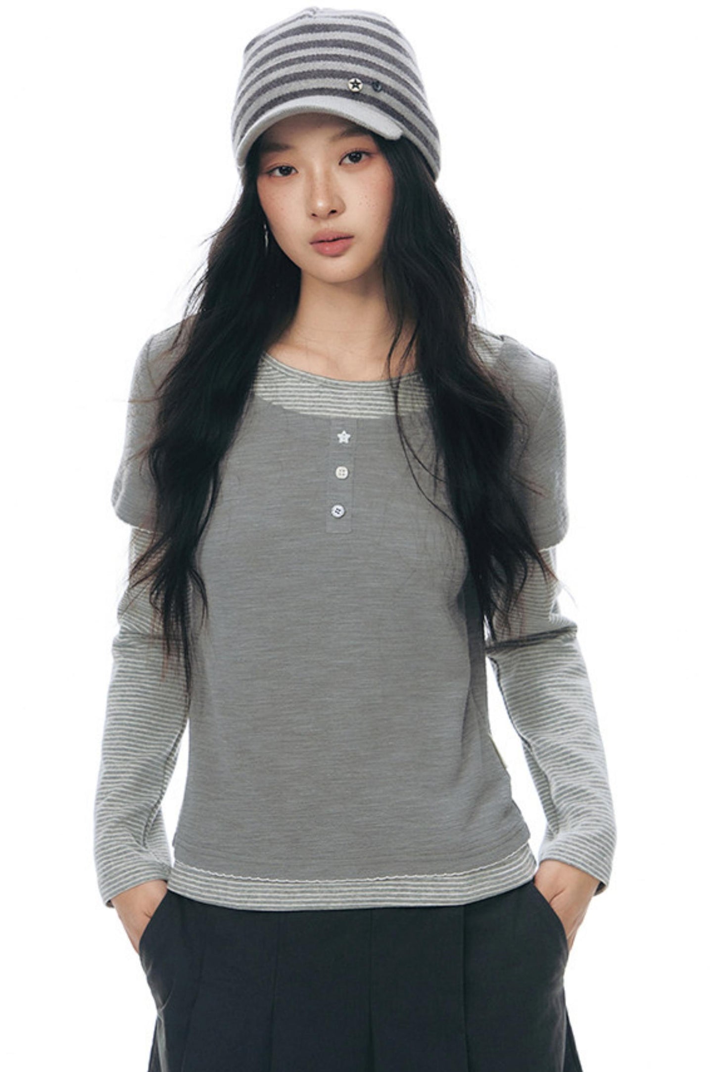 Striped Knit Baseball Cap