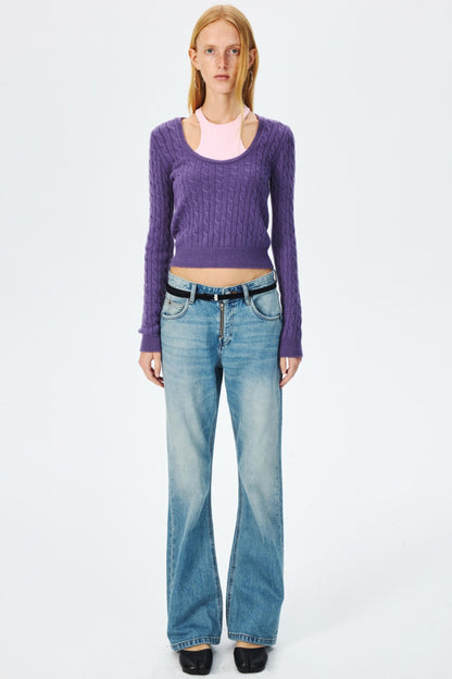 Wool Cropped Slim Fit Top