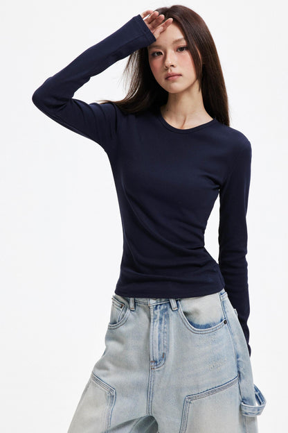 Slim Round Neck Long Sleeve Knitwear