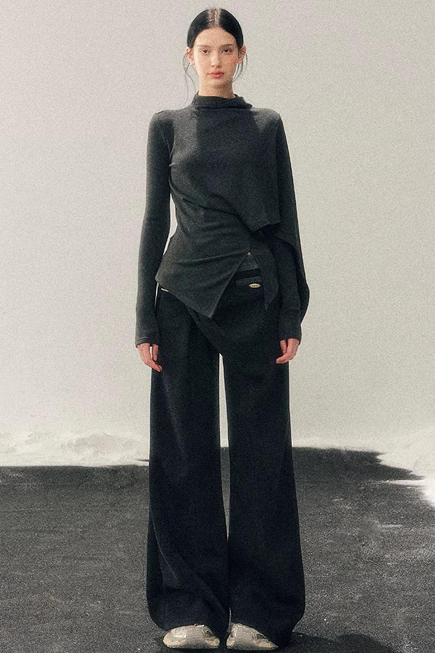 Irregular Waist-Cinching Winter Top