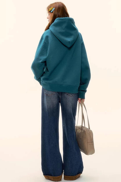 Embroidered Fleece-Lined Hoodie Sweater