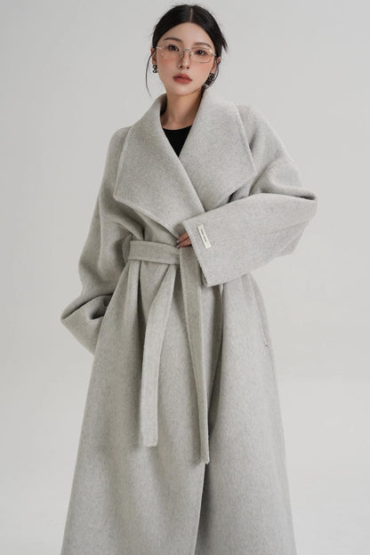 Large Lapel Long Wool Coat