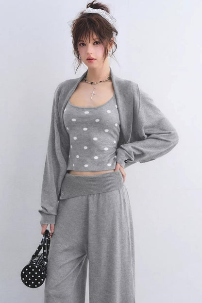Lyocell Polka Dot Cardigan Set-Up