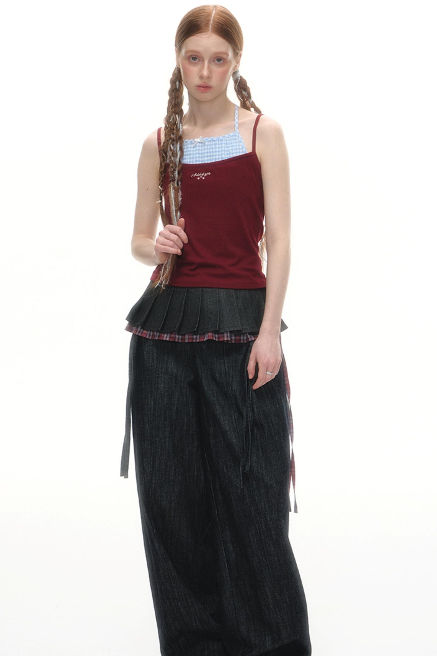 Faux Two-Strap Bow Tie Top