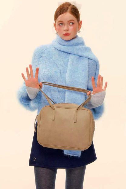 울 혼방 플러시 엣지 스웨터 스카프 세트