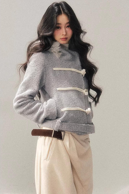 French Woolen Hooded Coat