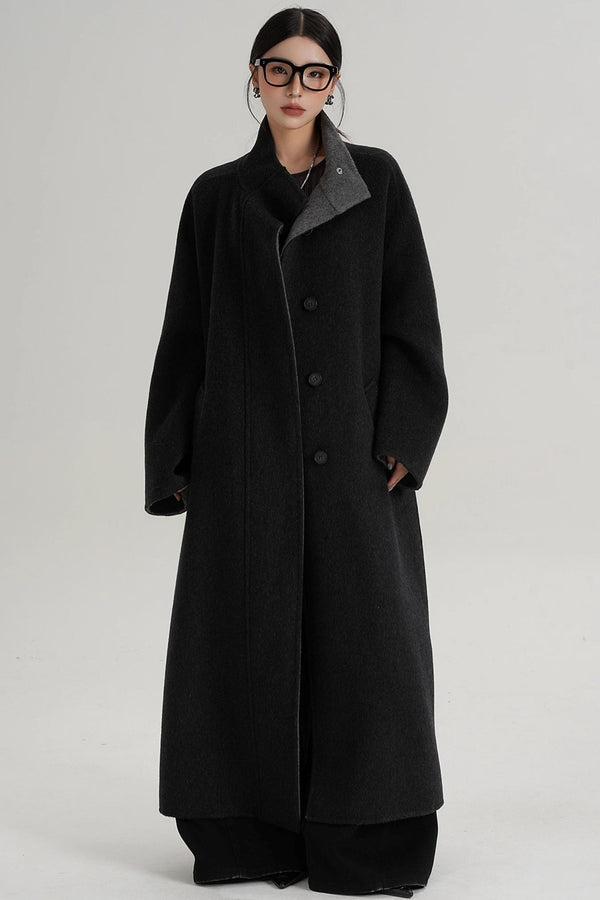 Casual Double-Sided High Neck Wool Coat