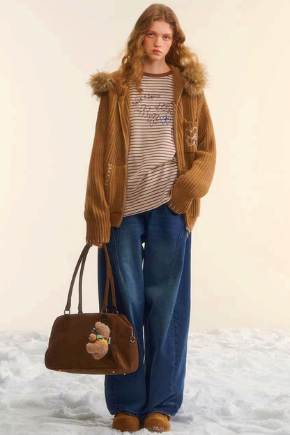 Brushed Distressed Retro Jeans