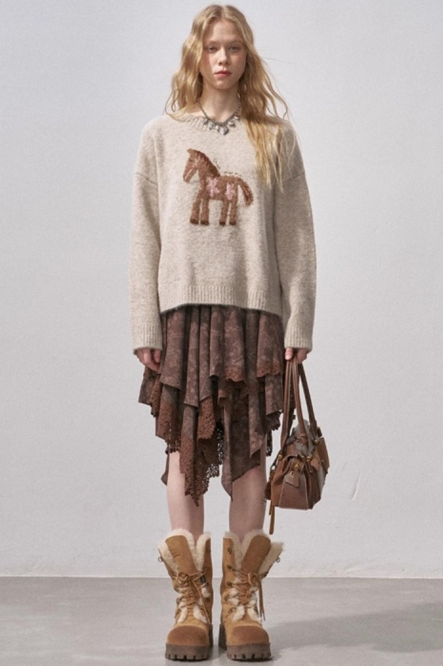 Floral Pony Festive Sweater